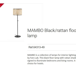 Lampadar / Lampa de podea moderna design natural MAMBO negru/ratan 64313-49 90547 universul-luminii.ro