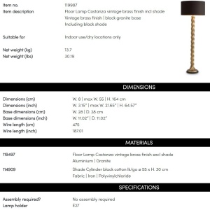 Lampadar LUX, Metal Alama Vintage, Tesatura Neagra, Costanza, 119987 HZ 246337 universul-luminii.ro
