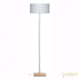 Lampadar modern cu baza din lemn si abajur textil FUJI, gri deschis FUJI/F/4723/LG