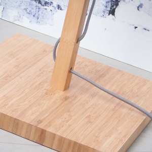 Lampadar modern cu baza din lemn si abajur textil FUJI, negru FUJI/F/4723/B 56697 universul-luminii.ro
