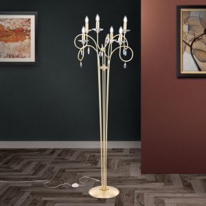 Lampadar stil clasic cu cristale Swarovski Giada auriu mat