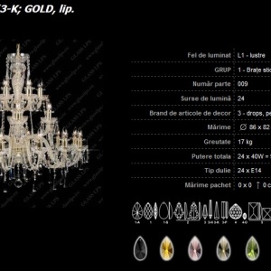 Lustra 24 brate cristal Bohemia L11 009/24/3-K 46607 universul-luminii.ro