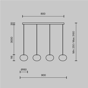Lustra alba cu 3 pendule LED Spume - Img 6