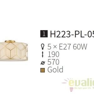 Lustra aplicata clasica diam.57cm Messina MYH223-PL-05-G 178767 universul-luminii.ro
