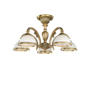 Lustra aplicata cu 5 brate clasic design italian din alama, sticla 7002 RA-PL. 7022/5