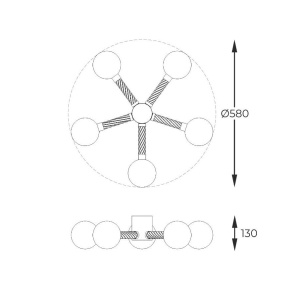 Lustra aplicata cu 5 surse de lumina design modern Mida - Img 3