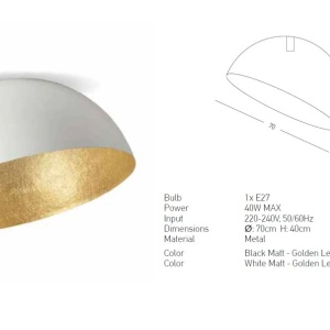 Lustra aplicata design decorativ Doris D-70cm alb/auriu - Img 3