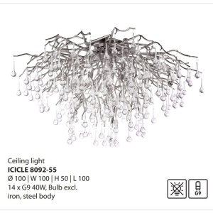 Lustra aplicata design magnific ICICLE crom, 100cm - Img 2