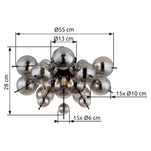 Lustra aplicata design modern UDO 3L negru/fumuriu - Img 7