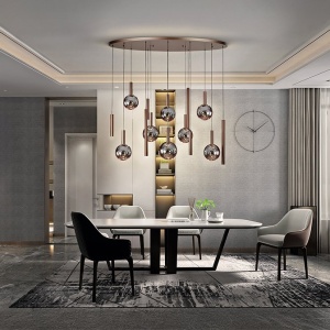 Lustra bronz inchis cu 14 pendule fumurii Sapore - Img 2