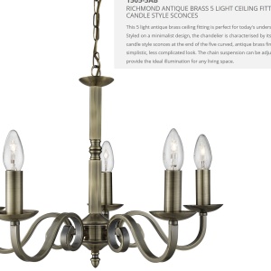 Lustra clasica suspendata design traditional Richmond 5L alama antique 1505-5AB SRT 66867 universul-luminii.ro