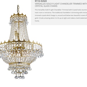 Lustra cristal casa scarii design LUX Versailles 9L 9112-52GO SRT 184747 universul-luminii.ro