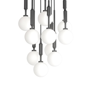 Lustra cu 10 pendule pentru tavane inalte, hol, casa scarii Ero X negru 40 - Img 3