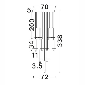Lustra cu 16 Pendule tub subtire aluminiu auriu si negru LED NOEMI - Img 2