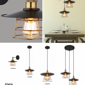 Lustra cu 3 pendule design clasic Viejo negru mat, cupru 33cm 210447 universul-luminii.ro