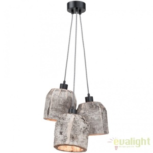 Lustra cu 3 pendule design rustic din lemn ASPEN ASPEN24/H3/N - Img 1