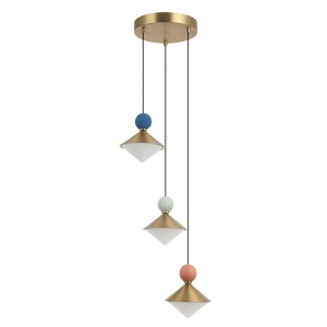 Lustra cu 3 pendule LED, Ceramica, Sticla, BRASS, ZB-25101