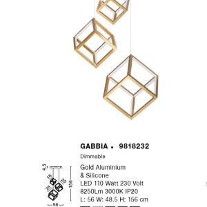 Lustra cu 3 pendule LED design modern geometric GABBIA auriu NVL-9818232 75757 universul-luminii.ro