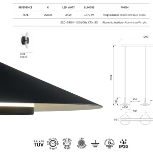 Lustra cu 3 pendule LED design tehnic ORION MA-7475 171827 universul-luminii.ro
