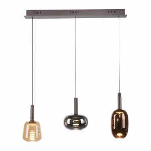 Lustra cu 3 pendule LED, inaltime reglabila, sticla, multicolor, IRIDES
