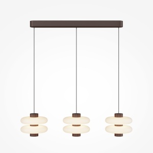 Lustra cu 3 pendule LED metal maro, sticla Nuvem - Img 2