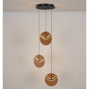 Lustra cu 3 pendule LED metal negru cu sticla champagne, HALLEY - Img 8