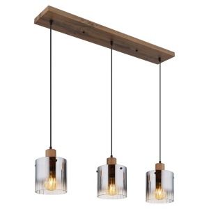 Lustra cu 3 pendule MDF si sticla fumurie UNDERWOOD