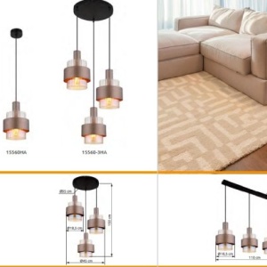 Lustra cu 3 pendule Sticla Chihlimbar Metal Bronz MILLEY 249817 universul-luminii.ro