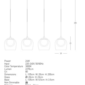 Lustra cu 4 pendule design modern LED LIGHT 153367 universul-luminii.ro