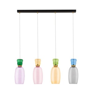 Lustra cu 4 pendule LED design modern Pluma multicolor - Img 1