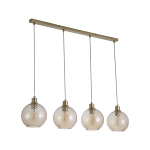 Lustra cu 4 pendule metal auriu, sticla champanie Radiance