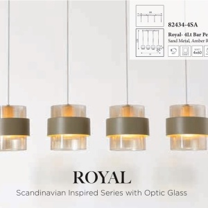 Lustra cu 4 pendule stil scandinav Royal chihlimbar 624577 universul-luminii.ro