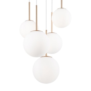 Lustra cu 5 pendule design modern Basic form auriu/ alb 118727 universul-luminii.ro
