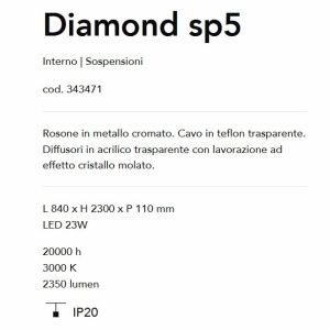 Lustra cu 5 pendule LED design modern Diamond SP5 164407 universul-luminii.ro