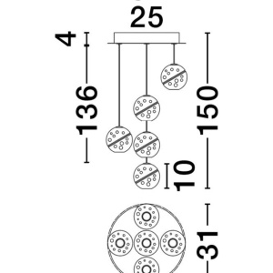 Lustra cu 5 pendule LED design modern LICIO 152037 universul-luminii.ro