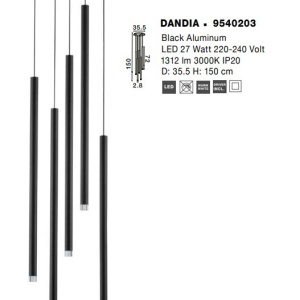 Lustra cu 5 pendule LED design tubular DANDIA 121587 universul-luminii.ro