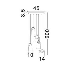 Lustra cu 5 pendule LED, Metal, Negru, Acrilic, DIONE 168717 universul-luminii.ro