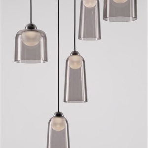 Lustra cu 5 pendule LED, Metal, Negru, Acrilic, DIONE 245377 universul-luminii.ro