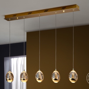 LUSTRA CU 5 PENDULE LED, ROCIO auriu 783627 47417 universul-luminii.ro