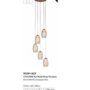 Lustra cu 5 pendule suspendata moderna Cyclone 137047 universul-luminii.ro