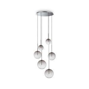 Lustra cu 6 pendule EQUINOXE SP6 antique crom/ faded smoky