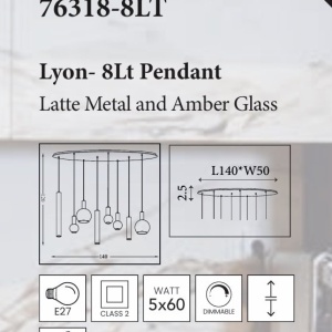 Lustra cu 8 pendule mixte Lyon 600247 universul-luminii.ro
