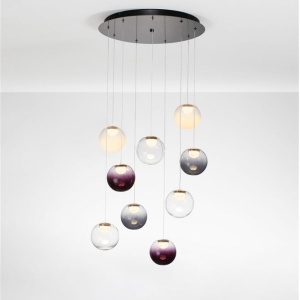 Lustra cu 9 pendule LED din sticla colorata SILENZIO 632107 universul-luminii.ro