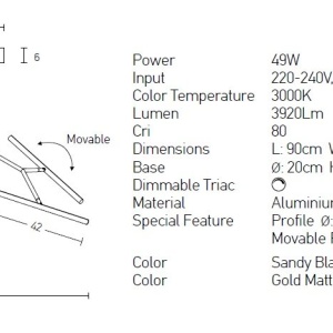 Lustra cu brate directionabile LED dimabil Parris auriu mat 211447 universul-luminii.ro