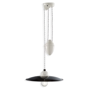Lustra cu inaltime reglabila design retro realizata manual B&W - Img 1