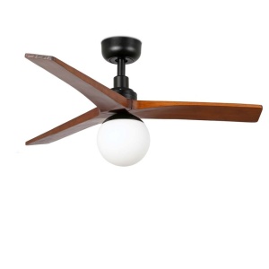 Lustra cu Ventilator aplicat tavan cu telecomanda KLIM S 92,5cm, negru/ nuc