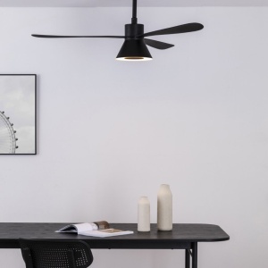 Lustra cu Ventilator si telecomanda AMELIA L CONE LED negru 126877 universul-luminii.ro