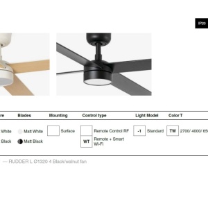 Lustra cu Ventilator tavan si telecomanda RUDDER 4 L negru/nuc 2700K - Img 5