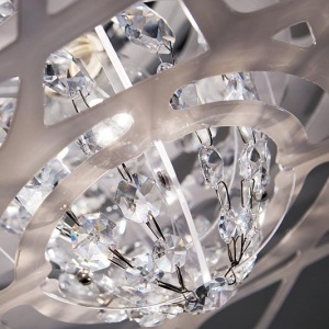 Lustra design Art Deco unicat realizata manual Aurora Mini alb - Img 4