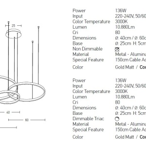 Lustra design modern circular cu 3 inele LED dimabil ROTUNDA - Img 4